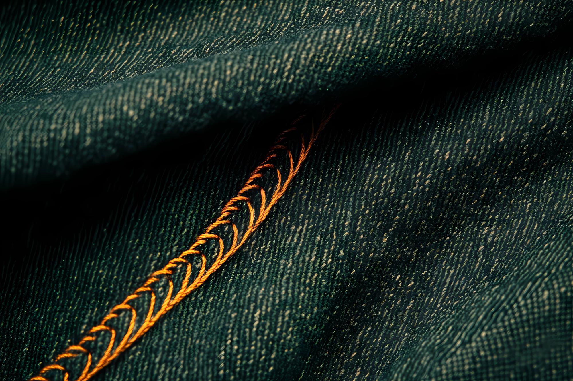 Detail of satin stitch on dark fabric